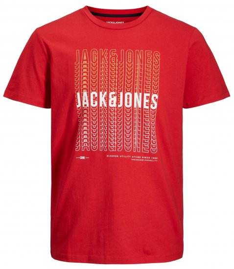 Jack & Jones JJCYBER T-Shirt Red - Kratke Majice - Moške kratke majice za močnejše postave