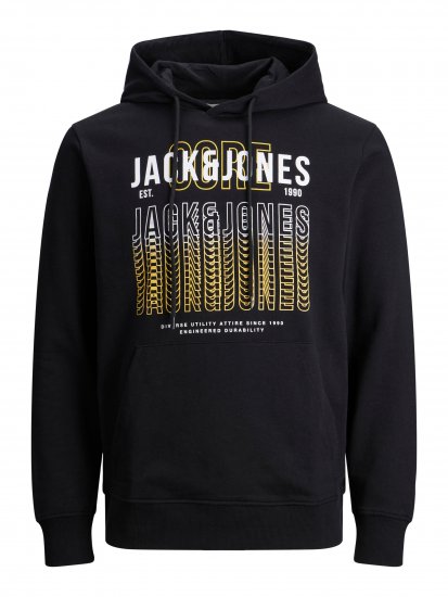 Jack & Jones JJCYBER SWEAT Hoodie Black - Puloverji & jopice - Moški Puloverji & Jopice za Močnejše Postave