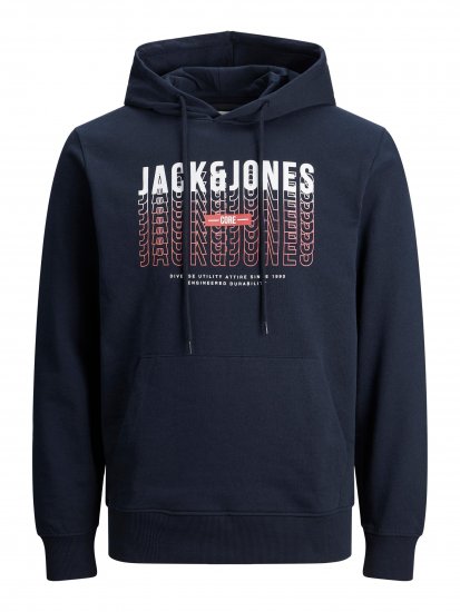 Jack & Jones JJCYBER SWEAT Hoodie Navy - Puloverji & jopice - Moški Puloverji & Jopice za Močnejše Postave