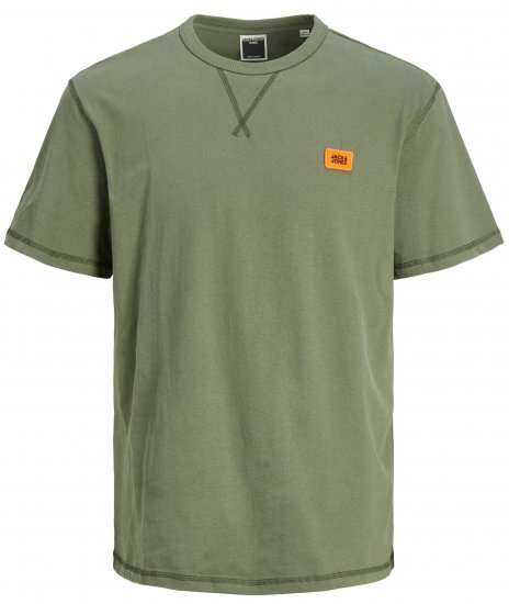Jack & Jones JCOCLASSIC WAFFLE BADGE TEE Green - Kratke Majice - Moške kratke majice za močnejše postave