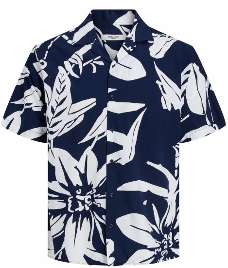Jack & Jones JPRBLATROPIC Resort Shirt Navy - Srajce - Moške srajce za Močnejše Postave