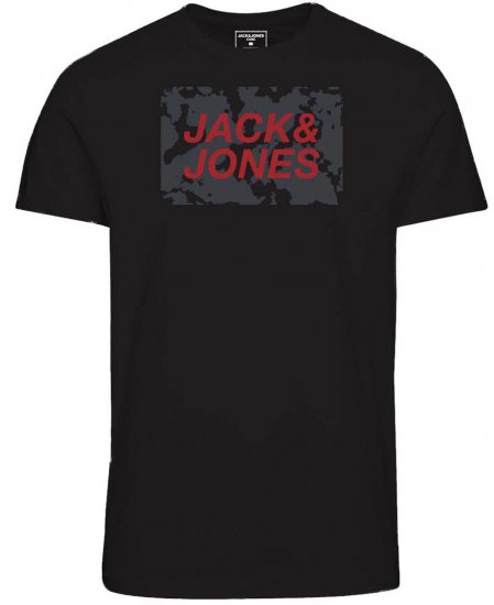 Jack & Jones JCOLAUGE T-Shirt Black - Kratke Majice - Moške kratke majice za močnejše postave