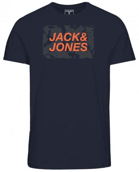 Jack & Jones JCOLAUGE T-Shirt Navy - Kratke Majice - Moške kratke majice za močnejše postave