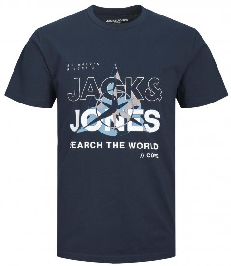 Jack & Jones JCOHUNT T-Shirt Navy Blazer - Kratke Majice - Moške kratke majice za močnejše postave