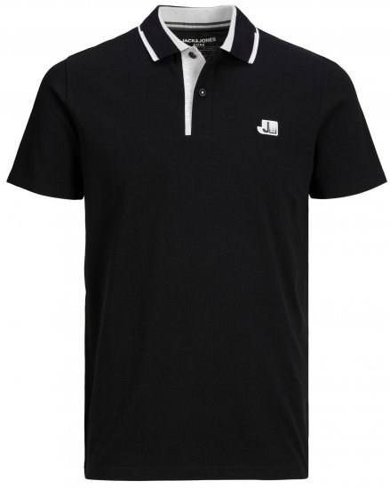 Jack & Jones JCOLOGAN Polo Black - Polo majice - Moške Polo Majice za Močnejše Postave