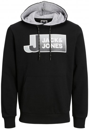 Jack & Jones JCOLOGAN Hoodie Black - Puloverji & jopice - Moški Puloverji & Jopice za Močnejše Postave