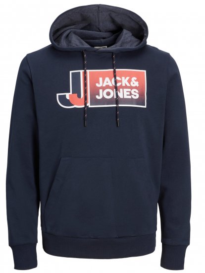 Jack & Jones JCOLOGAN Hoodie Navy Blazer - Puloverji & jopice - Moški Puloverji & Jopice za Močnejše Postave