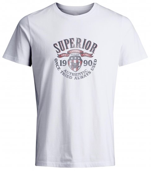 Jack & Jones JPRBLU Vintage T-shirt White - Kratke Majice - Moške kratke majice za močnejše postave