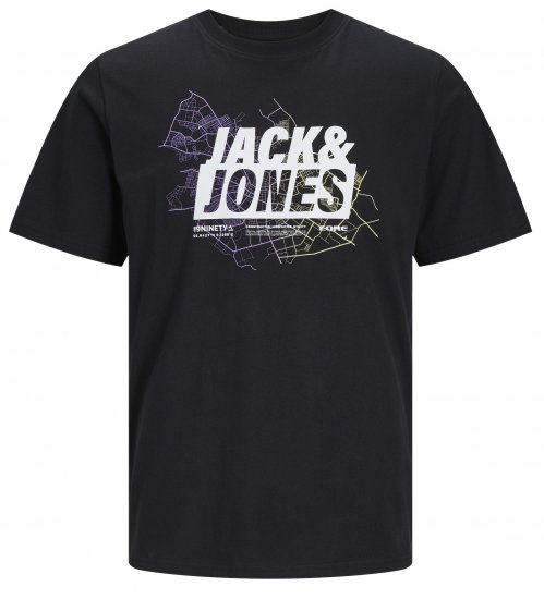 Jack & Jones JCOMAP LOGO T-Shirt Black - Kratke Majice - Moške kratke majice za močnejše postave