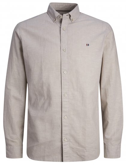 Jack & Jones JPRBLUSUMMER SHIELD LS Shirt Fields Of Rye - Srajce - Moške srajce za Močnejše Postave