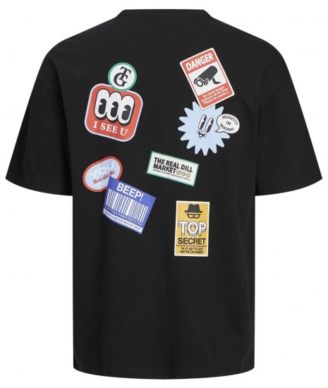 Jack & Jones JORDECAL T-Shirt with Back Print Black - Kratke Majice - Moške kratke majice za močnejše postave