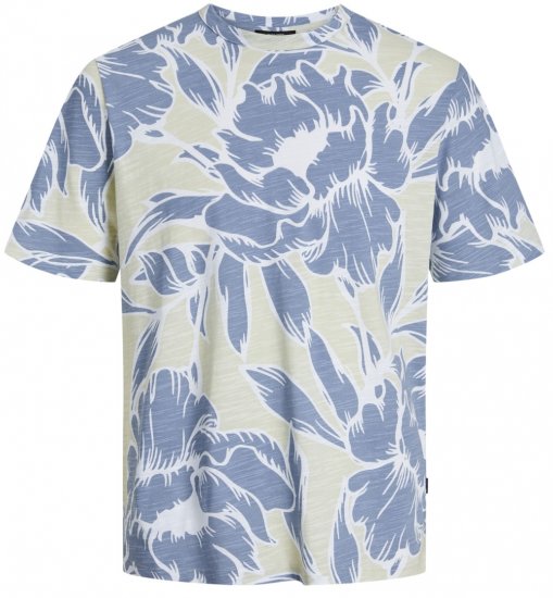 Jack & Jones JPRBLAPALMA AOP T-Shirt Green Tint - Kratke Majice - Moške kratke majice za močnejše postave