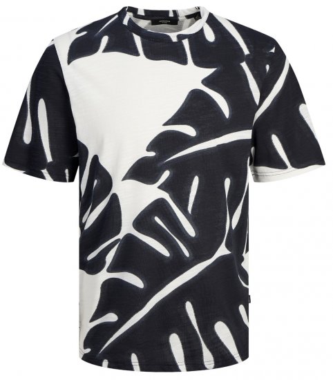 Jack & Jones JPRBLAPALMA AOP T-Shirt Snow White - Kratke Majice - Moške kratke majice za močnejše postave