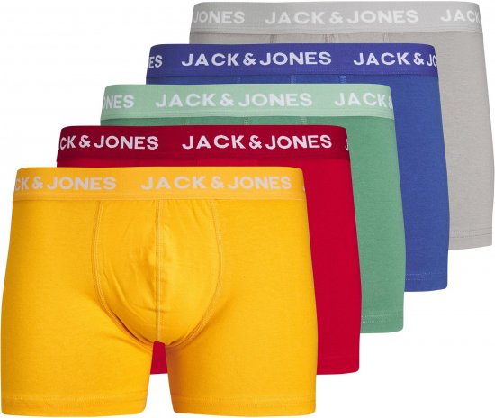 Jack & Jones JACLARRY SOLID TRUNKS 5 PACK Tango Red - Spodnje perilo & kopalne hlače - Moško Spodnje Perilo za močnejše postave