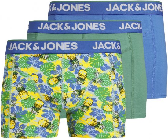Jack & Jones JACPINEAPPLE SKULL TRUNKS 3 PACK Palace Blue - Boksarice - Moške Boksarice za Močnejše postave
