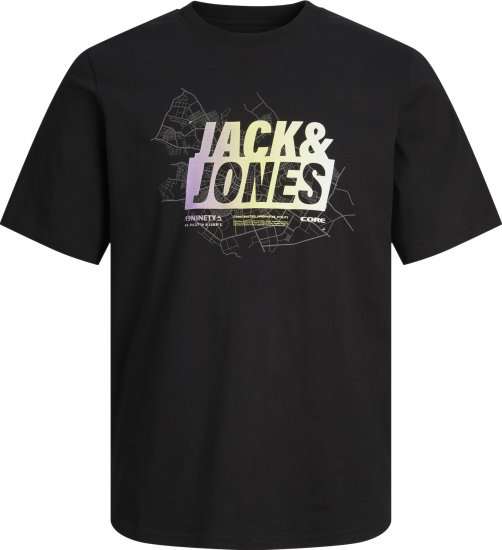 Jack & Jones JCOMAP SUMMER LOGO Black - Kratke Majice - Moške kratke majice za močnejše postave