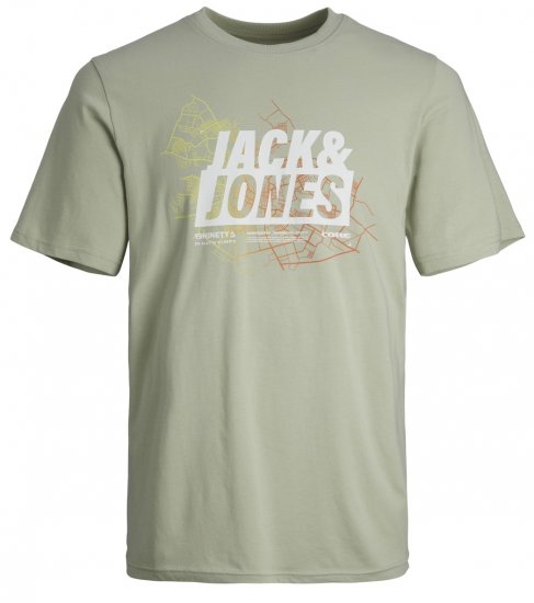 Jack & Jones JCOMAP SUMMER LOGO Desert sage - Kratke Majice - Moške kratke majice za močnejše postave