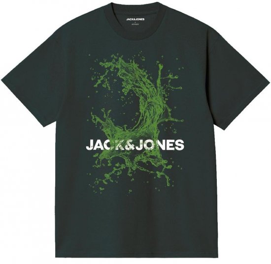 Jack & Jones JCOOCEAN SPLASH T-Shirt Black - Kratke Majice - Moške kratke majice za močnejše postave