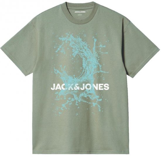 Jack & Jones JCOOCEAN SPLASH T-Shirt Desert Sage - Kratke Majice - Moške kratke majice za močnejše postave