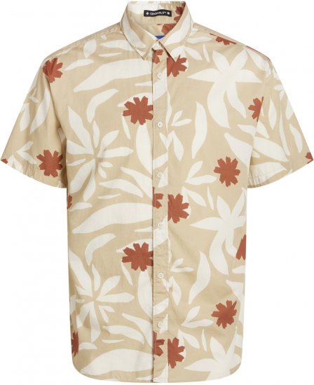 Jack & Jones JORJOSHUA ARUBA Shirt Buttercream - Srajce - Moške srajce za Močnejše Postave