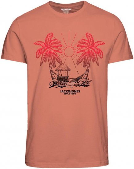 Jack & Jones JORARUBA TEE SS CREW NECK Canyon Sunset - Kratke Majice - Moške kratke majice za močnejše postave