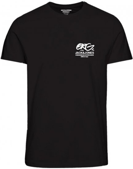 Jack & Jones JORARUBA TEE SS CREW NECK Black - Kratke Majice - Moške kratke majice za močnejše postave