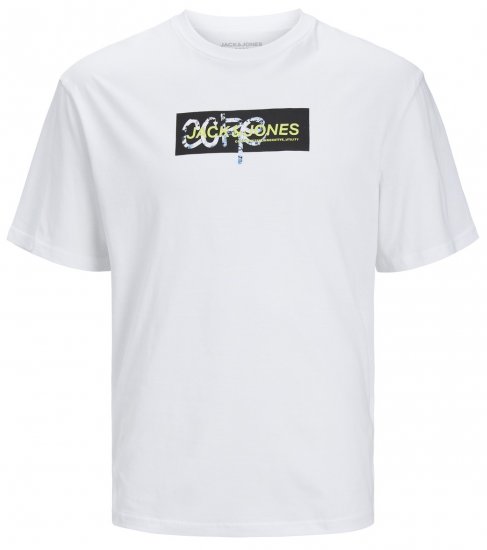 Jack & Jones JCOSUMMER PRINT T-Shirt White - Kratke Majice - Moške kratke majice za močnejše postave
