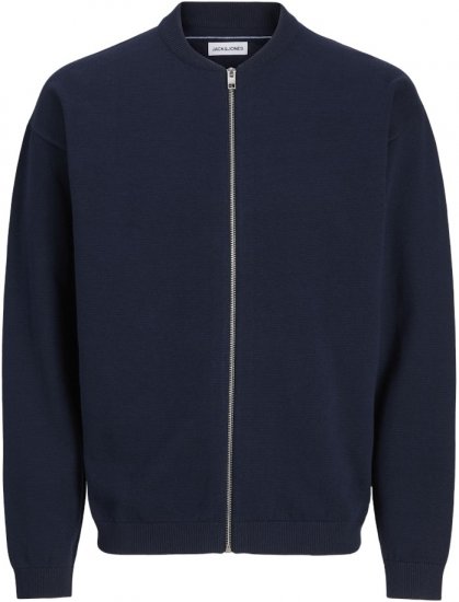 Jack & Jones Calvin Knit Bomber Zipper Sweater Dark Blue - Puloverji & jopice - Moški Puloverji & Jopice za Močnejše Postave