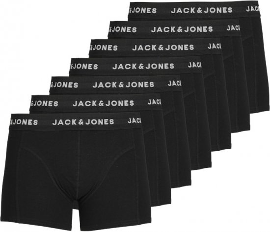 Jack & Jones HUEY Trunks 7-Pack Black - Spodnje perilo & kopalne hlače - Moško Spodnje Perilo za močnejše postave