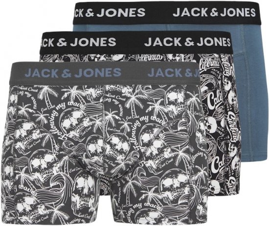 Jack & Jones Damon Skull Trunks 3-Pack Black - Spodnje perilo & kopalne hlače - Moško Spodnje Perilo za močnejše postave