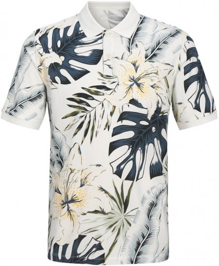 Jack & Jones Hawaii AOP Short Sleeve Polo White - Polo majice - Moške Polo Majice za Močnejše Postave