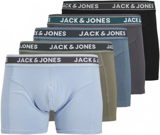 Jack & Jones Evan Solid Trunks 5-Pack Black - Spodnje perilo & kopalne hlače - Moško Spodnje Perilo za močnejše postave