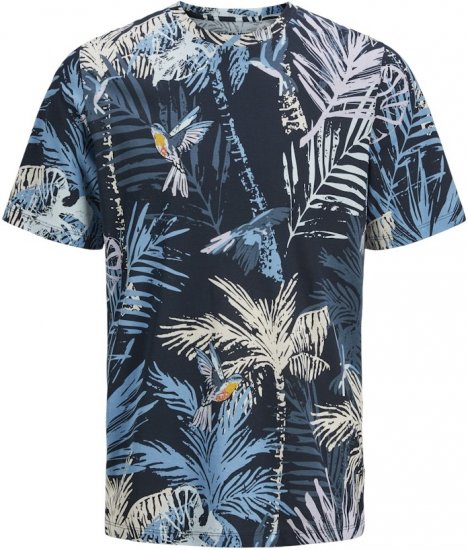 Jack & Jones Hawaii AOP Crew Neck T-Shirt Blue - Kratke Majice - Moške kratke majice za močnejše postave