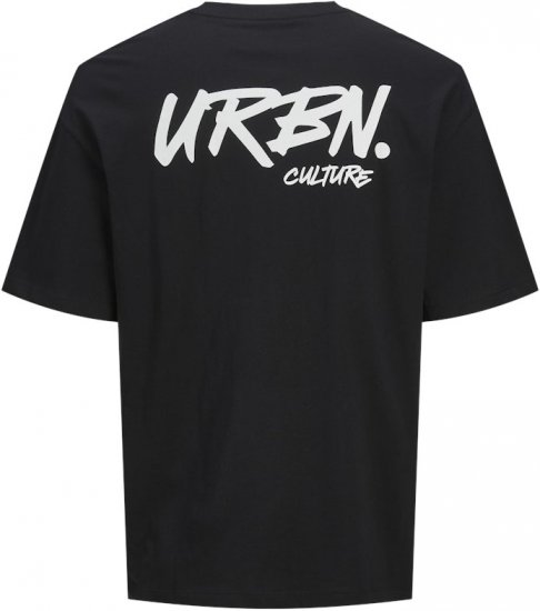 Jack & Jones Script Bradley Crew Neck T-Shirt Black - Kratke Majice - Moške kratke majice za močnejše postave