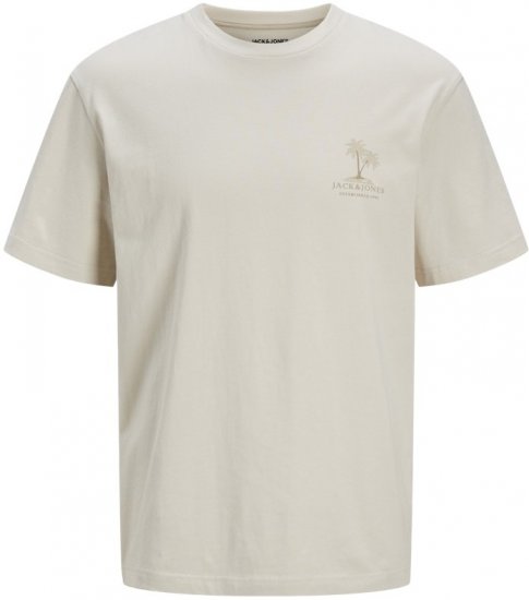  Jack & Jones Summer Vibes Crew Neck T-Shirt Moonbeam - Kratke Majice - Moške kratke majice za močnejše postave