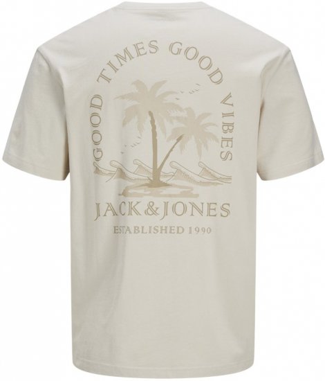  Jack & Jones Summer Vibes Crew Neck T-Shirt Moonbeam - Kratke Majice - Moške kratke majice za močnejše postave