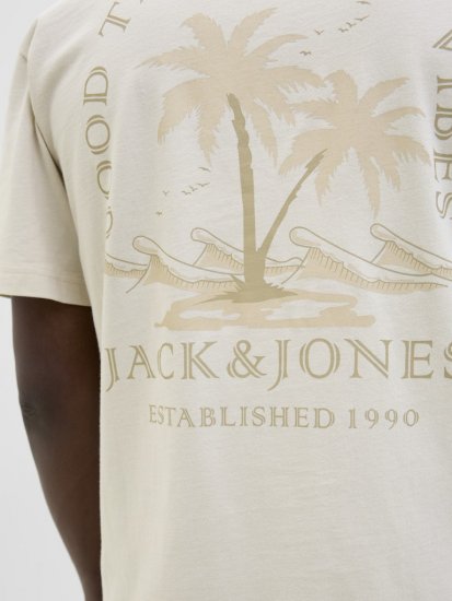  Jack & Jones Summer Vibes Crew Neck T-Shirt Moonbeam - Kratke Majice - Moške kratke majice za močnejše postave