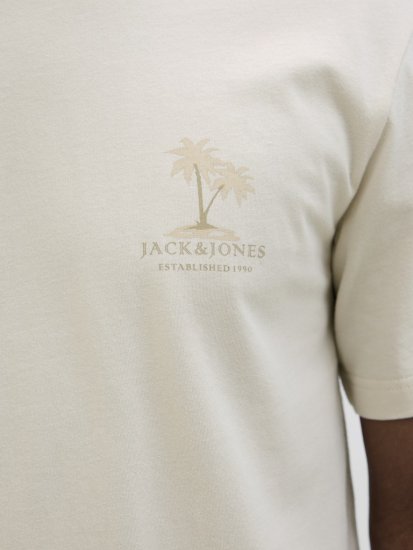 Jack & Jones Summer Vibes Crew Neck T-Shirt Moonbeam - Kratke Majice - Moške kratke majice za močnejše postave