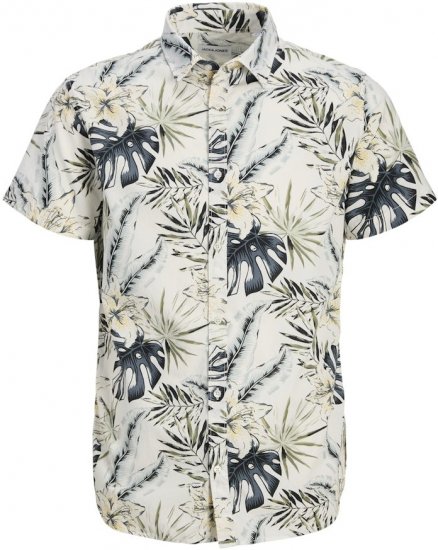 Jack & Jones Hawaii AOP Shirt White - Srajce - Moške srajce za Močnejše Postave