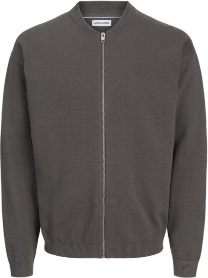 Jack & Jones Calvin Knit Bomber Zipper Sweater Grey - Puloverji & jopice - Moški Puloverji & Jopice za Močnejše Postave