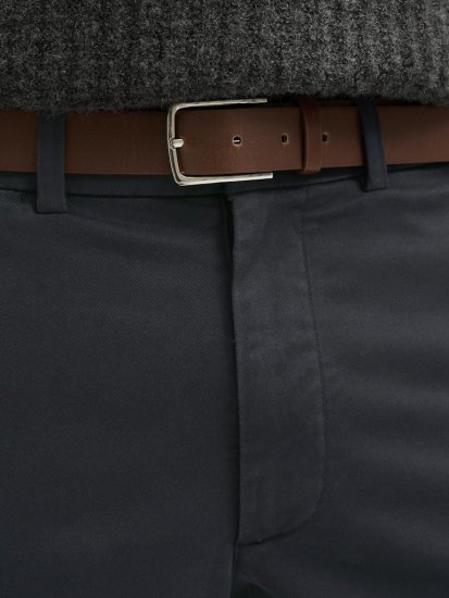 Jack & Jones Ollie Franco Chino Pants with Belt Dark Navy - Kavbojke & hlače - Moške Kavbojke in Hlače za Močnejše Postave