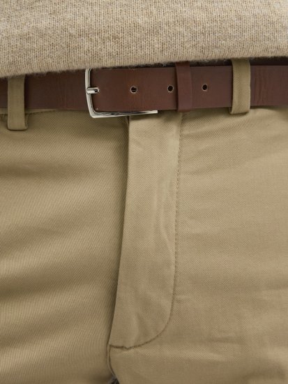 Jack & Jones Ollie Franco Chino Pants with Belt Brown - Kavbojke & hlače - Moške Kavbojke in Hlače za Močnejše Postave