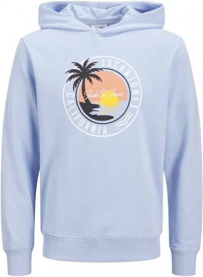 Jack & Jones Palm Hoodie Chambray Blue - Puloverji & jopice - Moški Puloverji & Jopice za Močnejše Postave