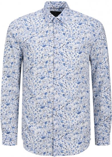 Jack & Jones BARNES Printed Dobby Long Sleeve Shirt Light Blue - Srajce - Moške srajce za Močnejše Postave