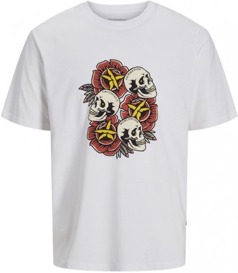 Jack & Jones Anatomy Skull Crew Neck T-Shirt Bright White - Kratke Majice - Moške kratke majice za močnejše postave