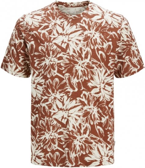 Jack & Jones Split AOP Crew Neck T-Shirt Brown - Kratke Majice - Moške kratke majice za močnejše postave