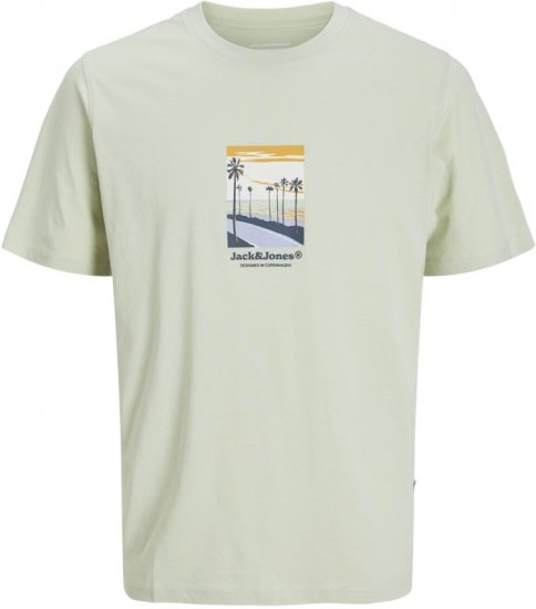 Jack & Jones Split Front Graphic Crew Neck T-Shirt Green - Kratke Majice - Moške kratke majice za močnejše postave