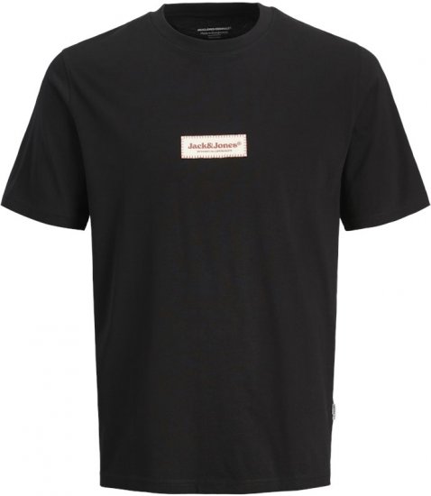 Jack & Jones Split Fakestitch Branding T-Shirt Black - Kratke Majice - Moške kratke majice za močnejše postave
