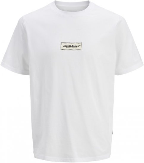 Jack & Jones Split Fakestitch Branding T-Shirt Bright White - Kratke Majice - Moške kratke majice za močnejše postave