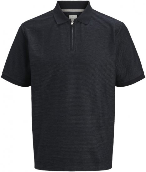 Jack & Jones Ronnie Polo with Zipper Black - Polo majice - Moške Polo Majice za Močnejše Postave